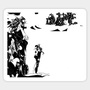 Black and White Magic. Science fiction female figure art. Sticker